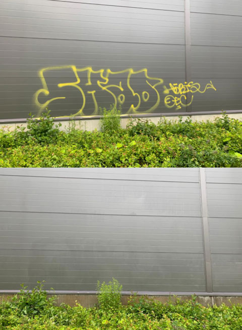 graffitinpoisto ennen jalkeen